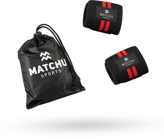 Matchu Sports – Wrist wraps -2 stuks – Polssteun – Krachttraining – Polsbrace – Zwart/Rood – One size fits all