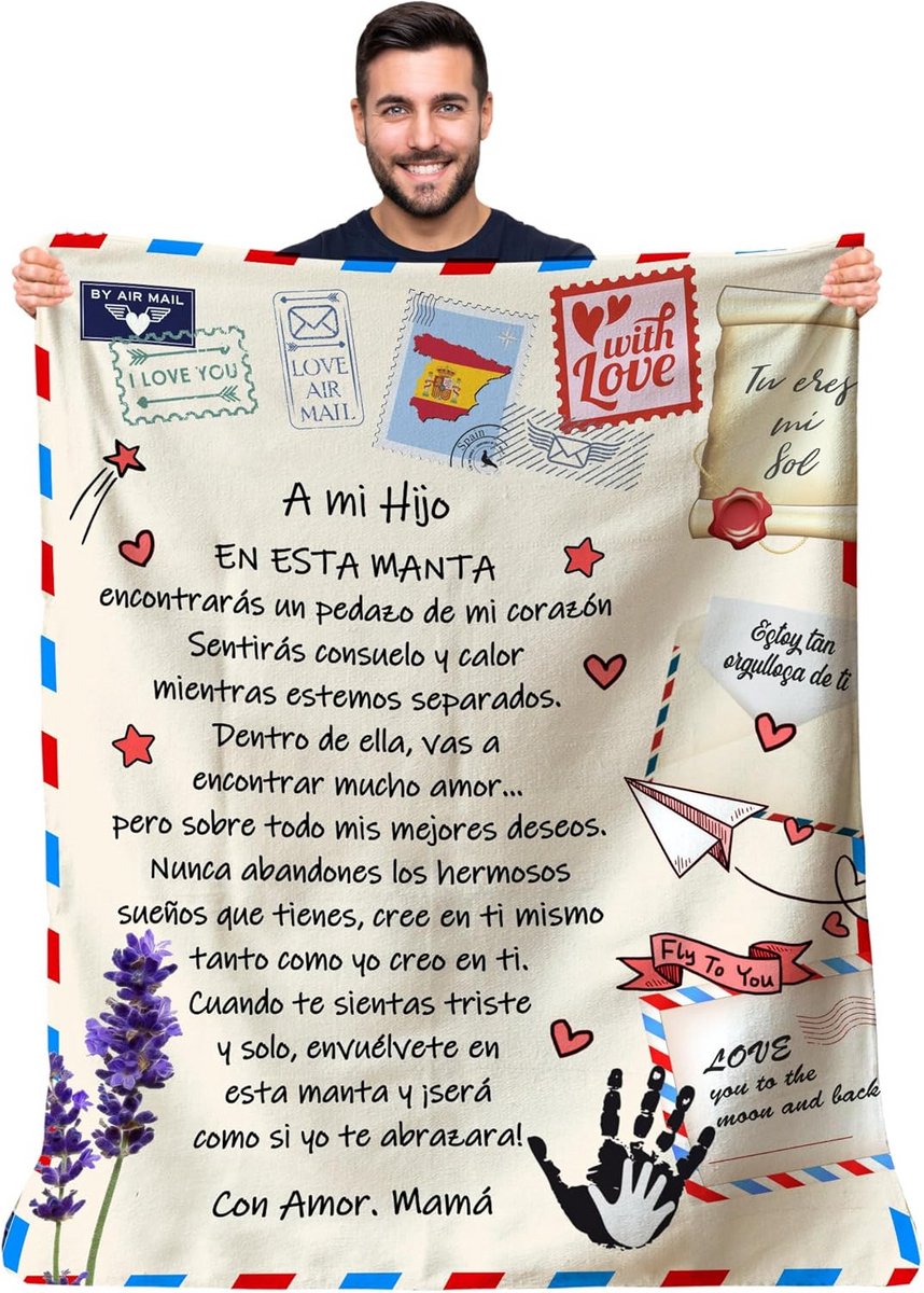 Gepersonaliseerde Deken voor Zoon - Warm Plaid met Persoonlijke Boodschap - Cadeau Moeder tot Kind