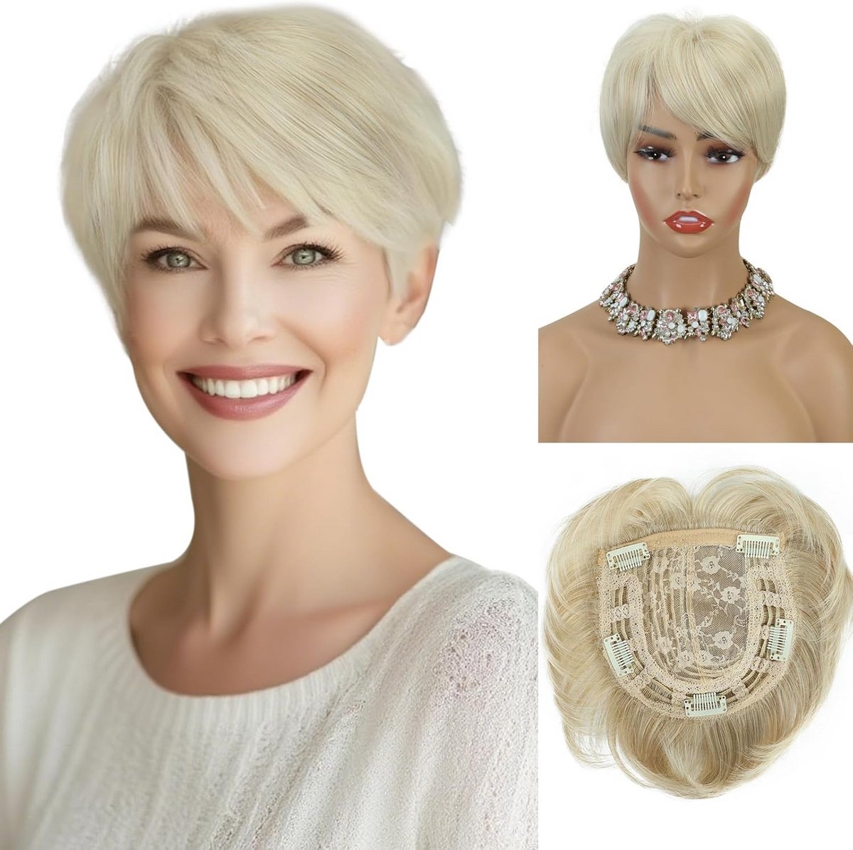 Haarstukken met Clips voor Volumen en Dunne Plekken - Synthetisch Blond