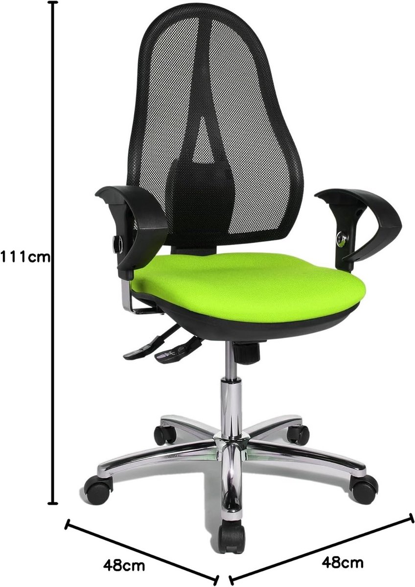 Ergonomische Bureaustoel met Netstof en Verstelbare Armleuningen - Appelgroen