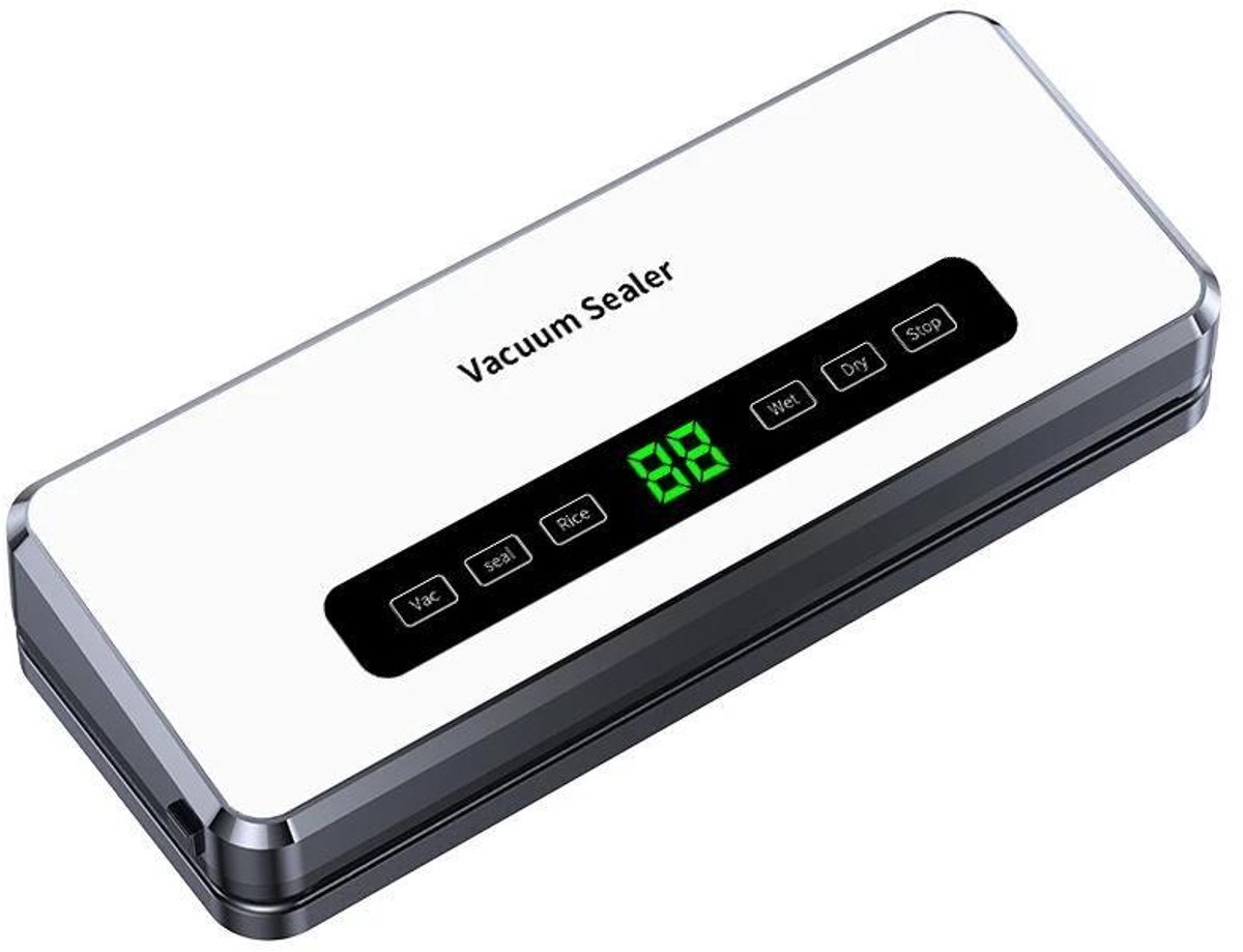 Vacumeermachine 6 in 1 met Ingebouwde Snijder en UV Sterilisatie Geschikt voor Nat en Droog Voedsel Aanraakbediening Inclusief 20-delige vacuümzakken