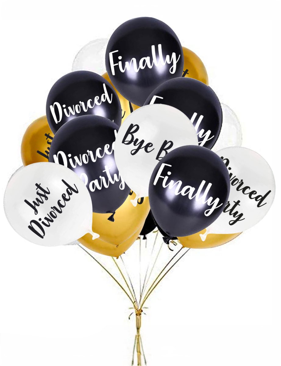 ORIGINAL CUP - 8 Divorced Party ballonnen zwart wit goud