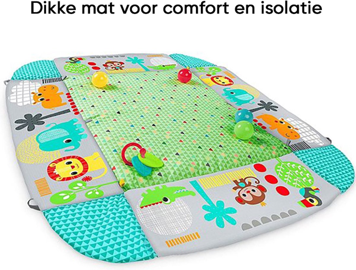 Multifunctioneel Speelkleed Baby + Buikligtrainer - Babygym met AANPASBARE WANDEN - Speelmat met Boog - Incl. 20 Ballen + 5 Speeltjes - Vanaf 0m+ — afbeelding 10