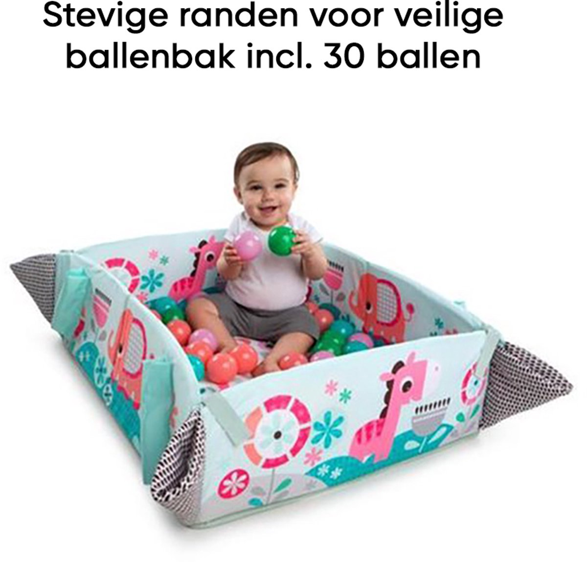 Multifunctioneel Speelkleed Baby + Buikligtrainer - Babygym met AANPASBARE WANDEN - Speelmat met Boog - Incl. 20 Ballen + 5 Speeltjes - Vanaf 0m+ — afbeelding 8
