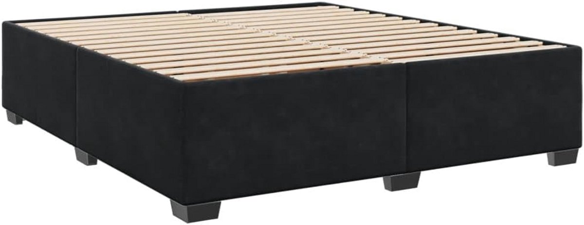 Luxe Fluweel Bedframe Zwart - 180x200 cm - Inclusief Lattenbodem