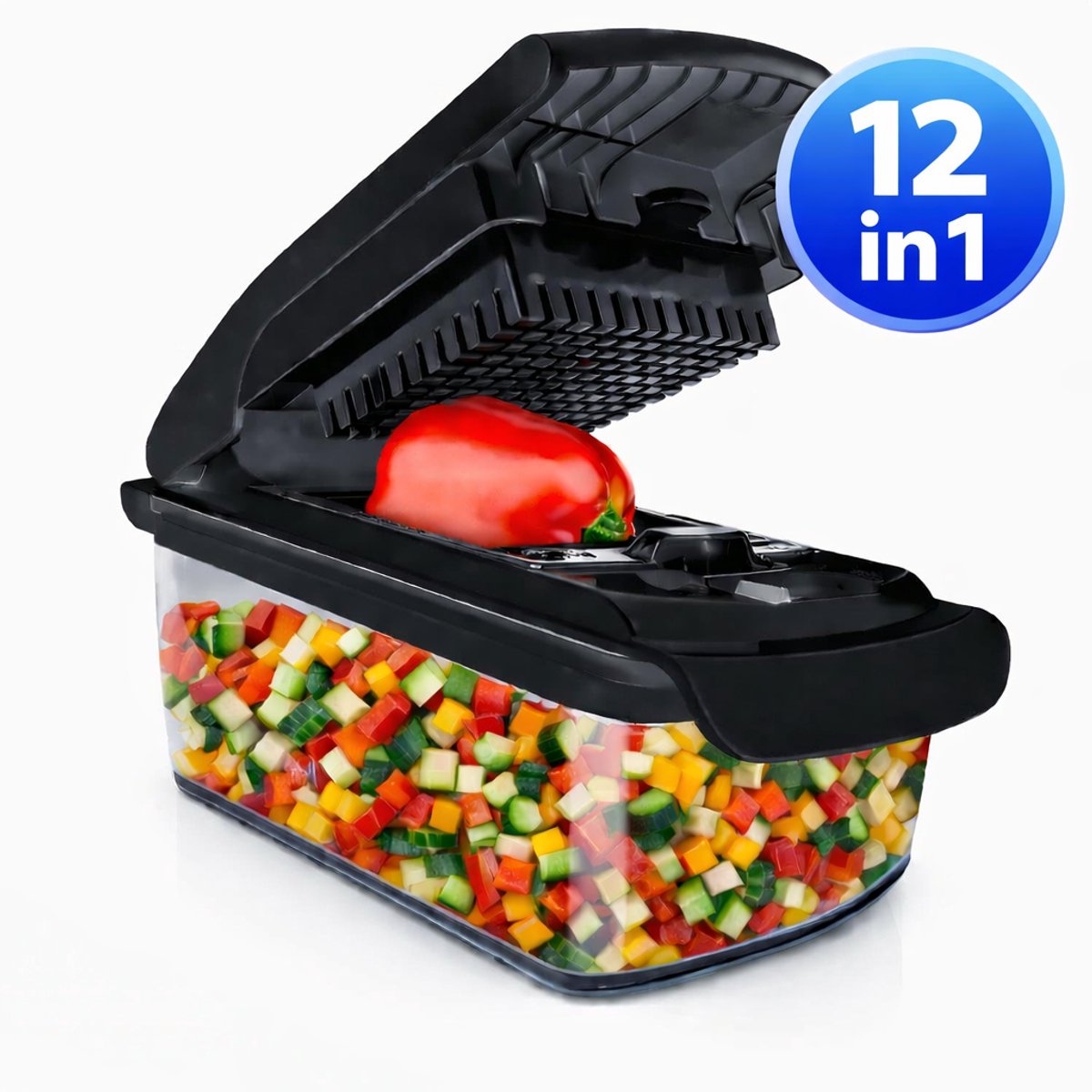 Guardyan Mandoline - Groentesnijder - Multifunctionele Mandoline - Uiensnijder - Spiraalsnijder - Rasp - Handmatig - RVS - BPA-vrij - Zwart