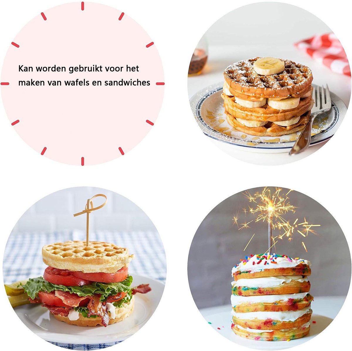 NAXSIR Mini Ontbijtapparaat - Rond wafelmaker / Wafelijzer voor Thuis — cadeau in Kookcadeaus - foto 3