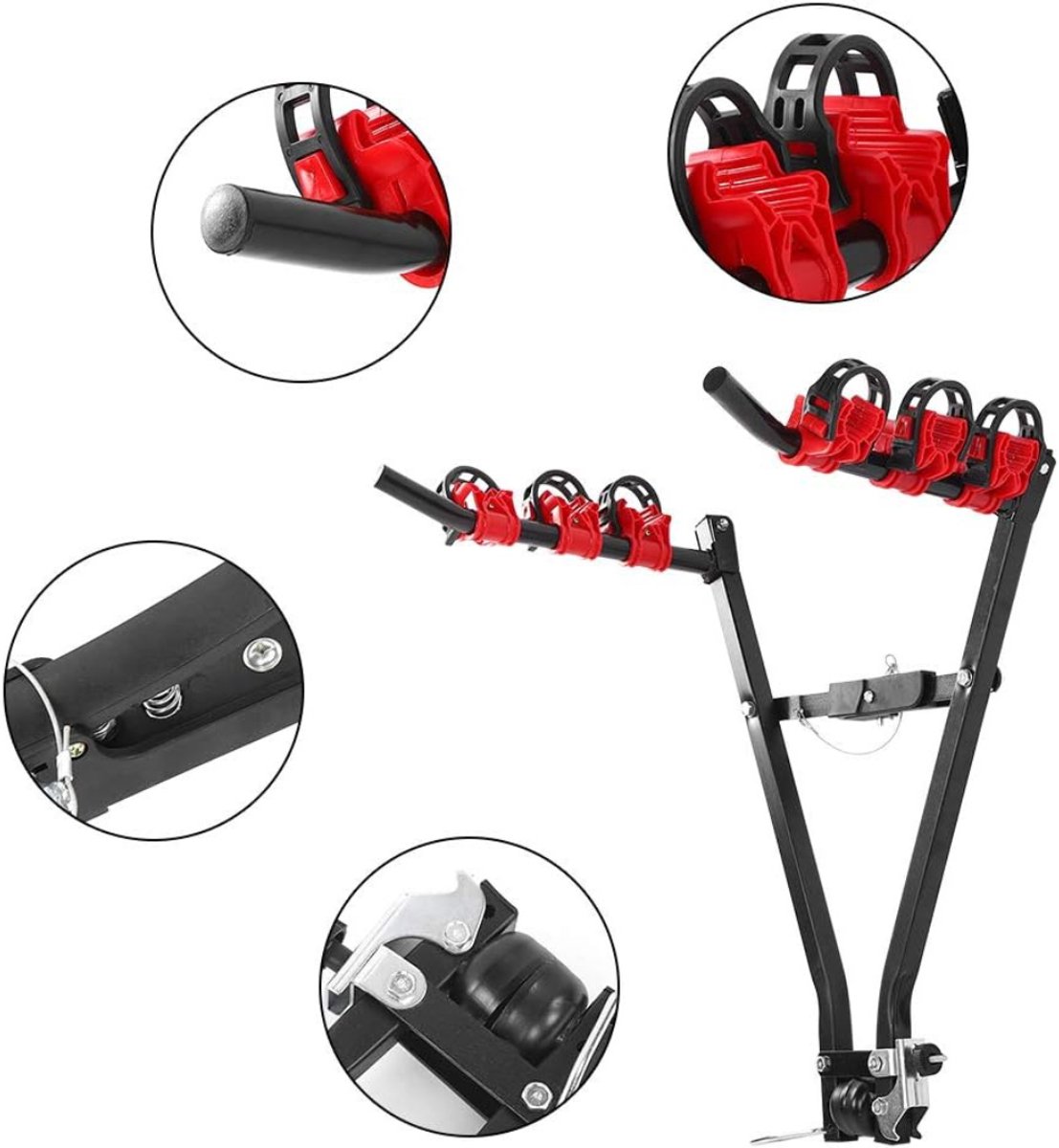MIRA® Fietsendrager Elektrische Fiets - Fietsendrager - Fietsendrager met Spanband - 3 Fietsen - Geen Trekhaak - Zwart/Rood - 72cm x 23cm x 12cm thumbnail 8