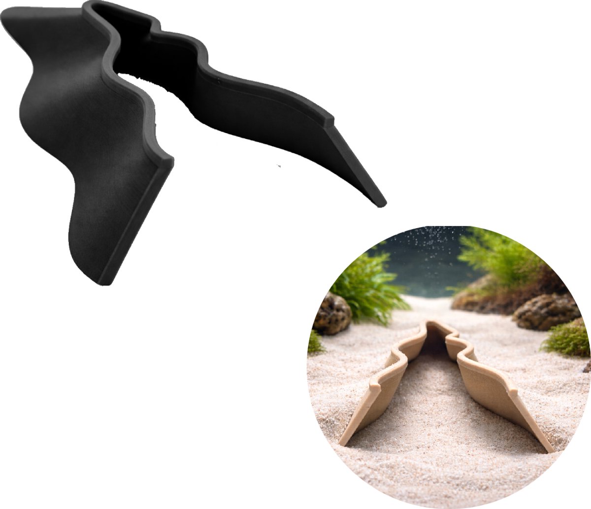 T3D Aquarium Grot met Bodemafscheider – Aquarium Decoratie & Grind Afscheiding – Schuilplaats voor Garnalen en Vissen – Kunststof – Zwart – In Nederland Geproduceerd