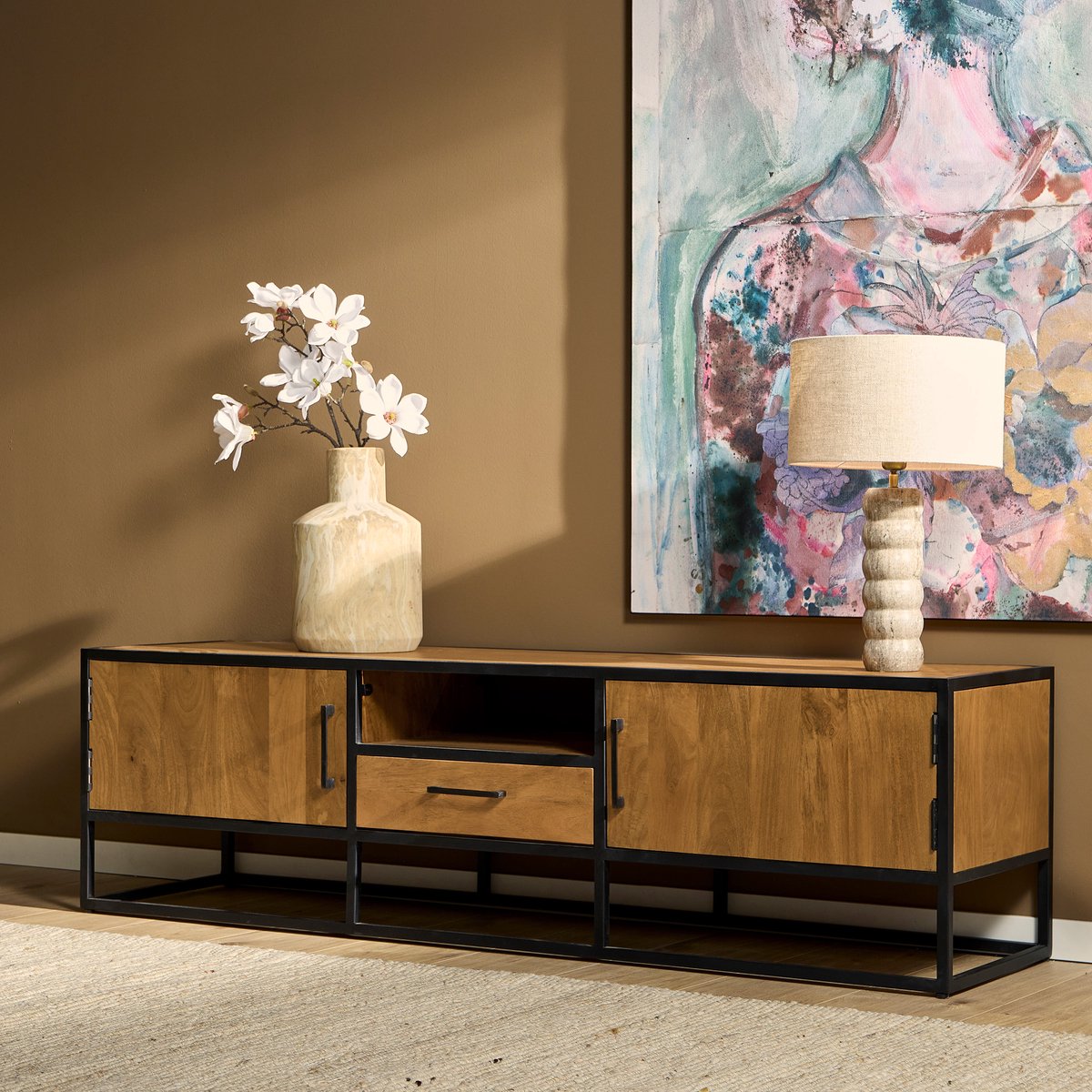 Meubels4nu - Brooklyn - TV-meubel - 180cm - Donker Mangohout - TV kabinet - Snelle levering