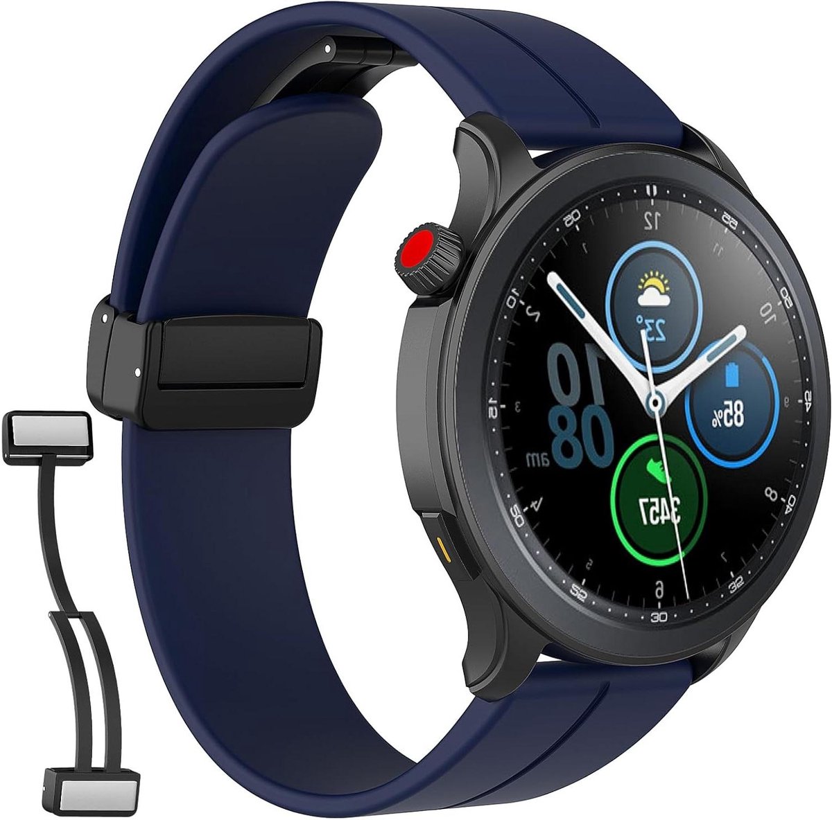 Siliconen sportarmband compatibel met smartwatches 45mm en 46mm - nachtblauw