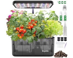 Hydrocultuur Kweeksysteem 8 Plantplaatsen – 24W Full Spectrum LED – 4,5L Watertank met Waterniveau Waarschuwing – Indoor Tuin met Timer – Voor Keuken en Woonkamer