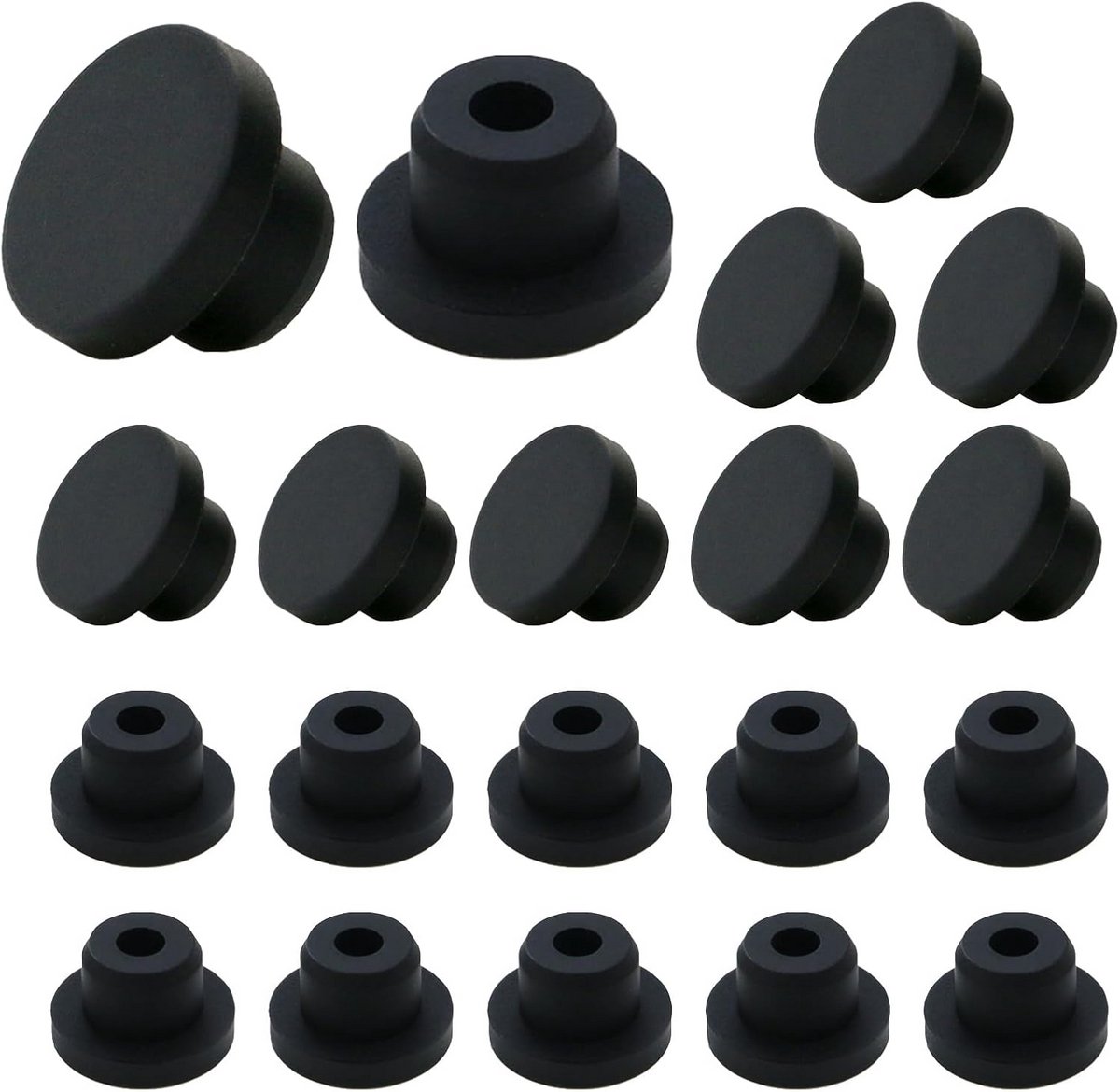20x Zwarte Siliconen Rubber Gatpluggen voor 14.3mm Gat - Flexibele Afdekdoppen