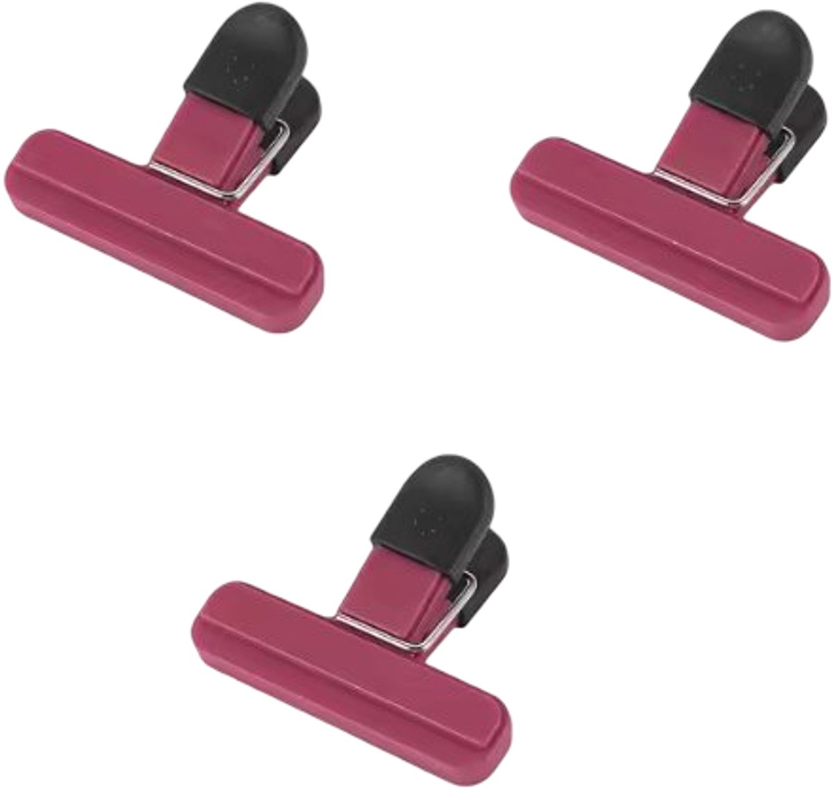 Luxyana® Vershoudclips – Duurzame Afsluitclips voor de Keuken – Set van 3 Vershoud Knijpers – Bordeaux Rood