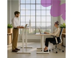 Electric Desk 80x60 cm – Height Adjustable Standing Desk with Memory Function, Anti-Collision System, Quiet Motor, Ergonomic Sit-Stand Table, Compact Modern Design – Abkantoor