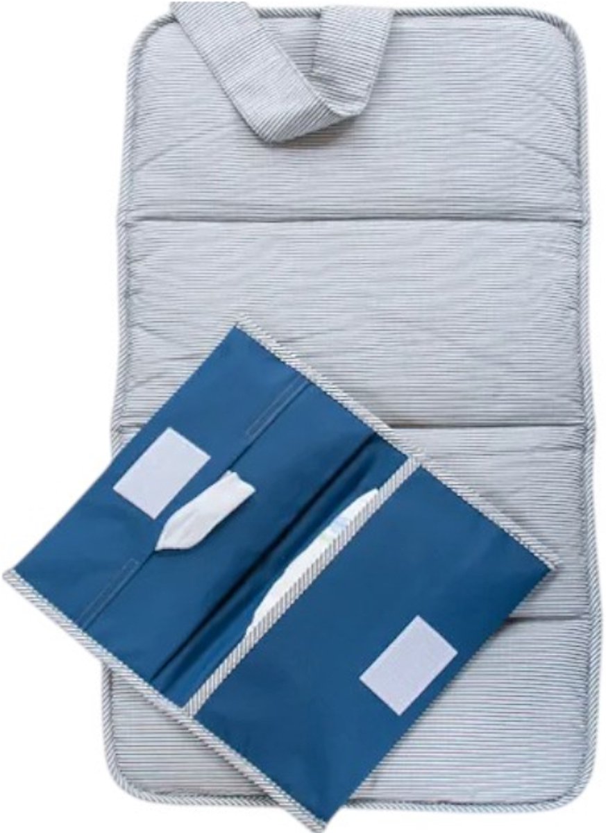 KipKep Napper verschoonset - Denim Blue - Verschoonset - verschoonmatje en luier-etui - blauw - wasbaar - gerecyclede materialen