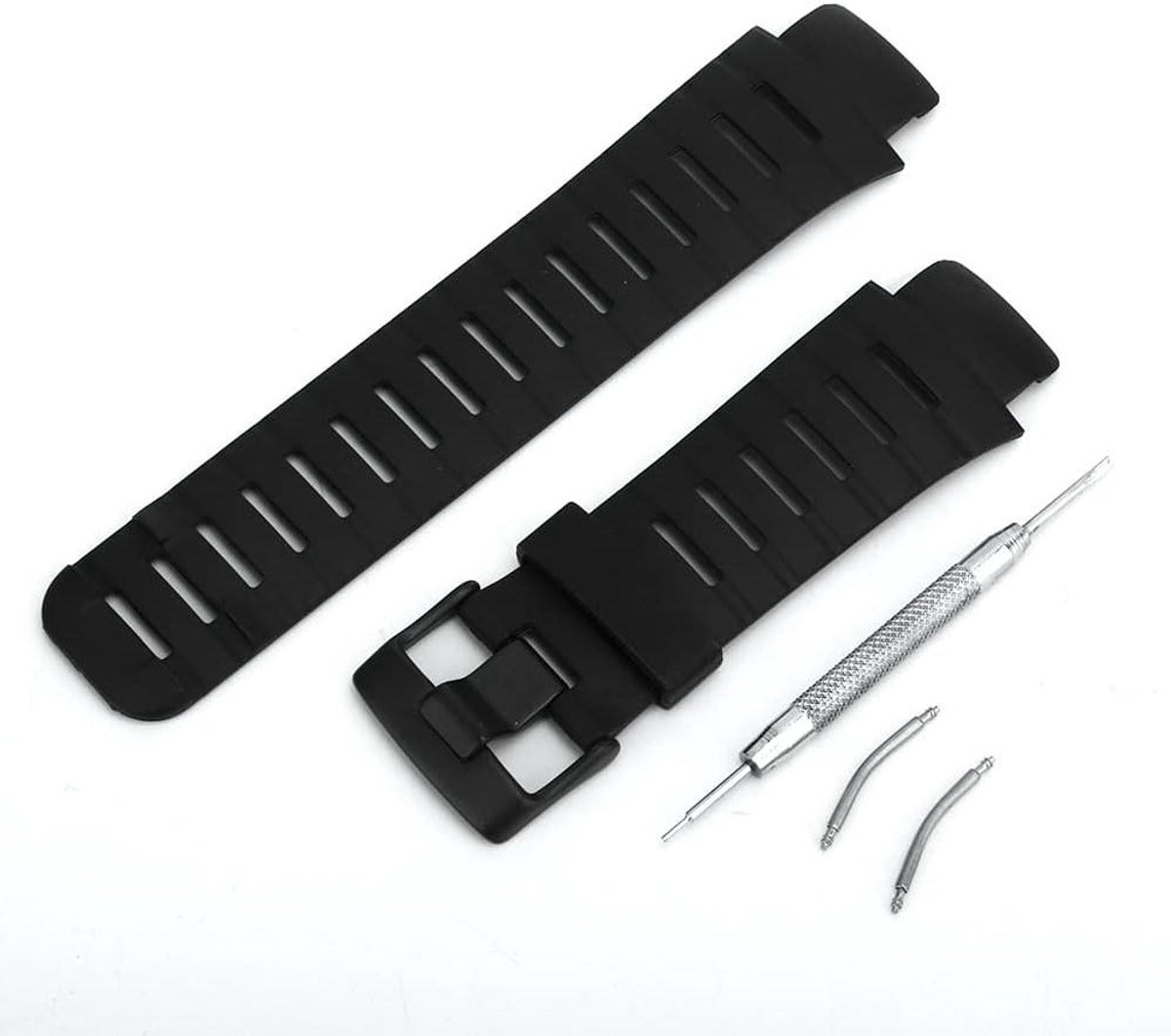 Rubberen vervangende horlogeband - comfortabel en elegant - zwart - 22mm breed