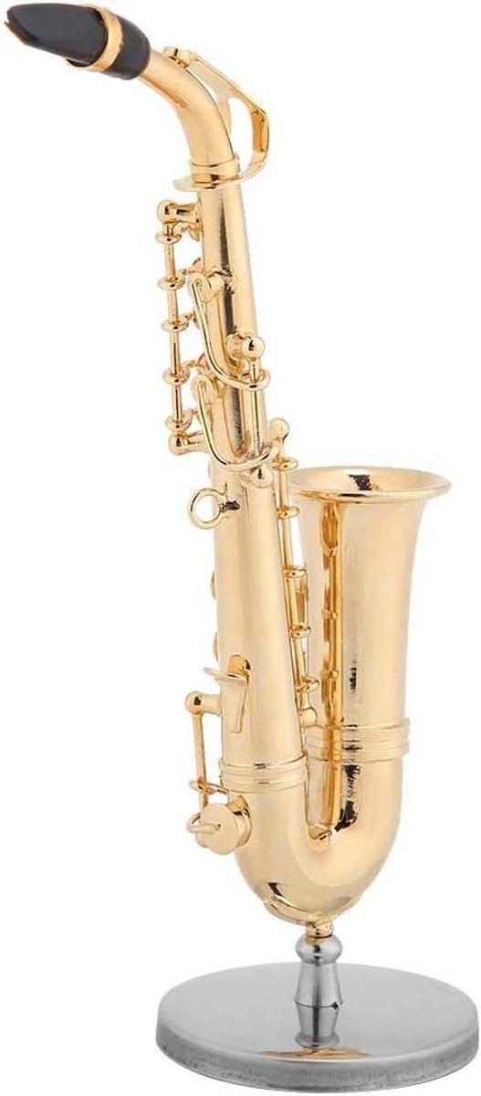 Miniatuur Saxofoon Model in Vergulde Koffer - Decoratief voor Muziekliefhebbers