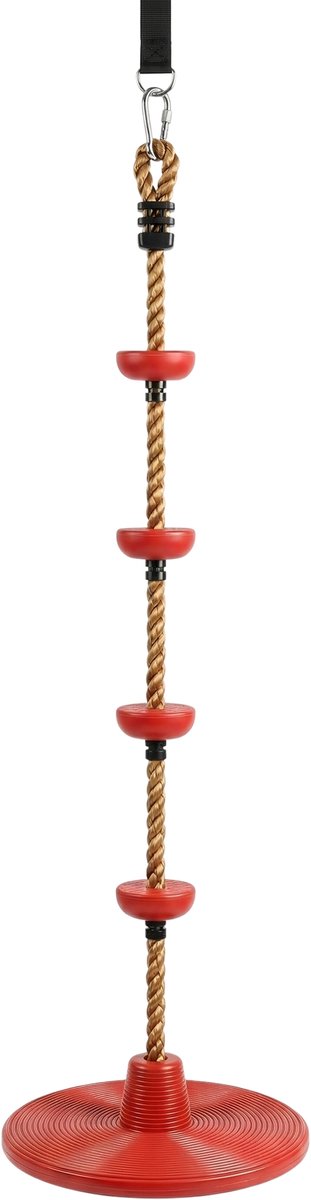 JAXY Schotelschommel - Klimtouw Schommel met Knopen - Kinderschommel Buiten - Buitenspeelgoed - Schommelzitje - Rood — afbeelding 2