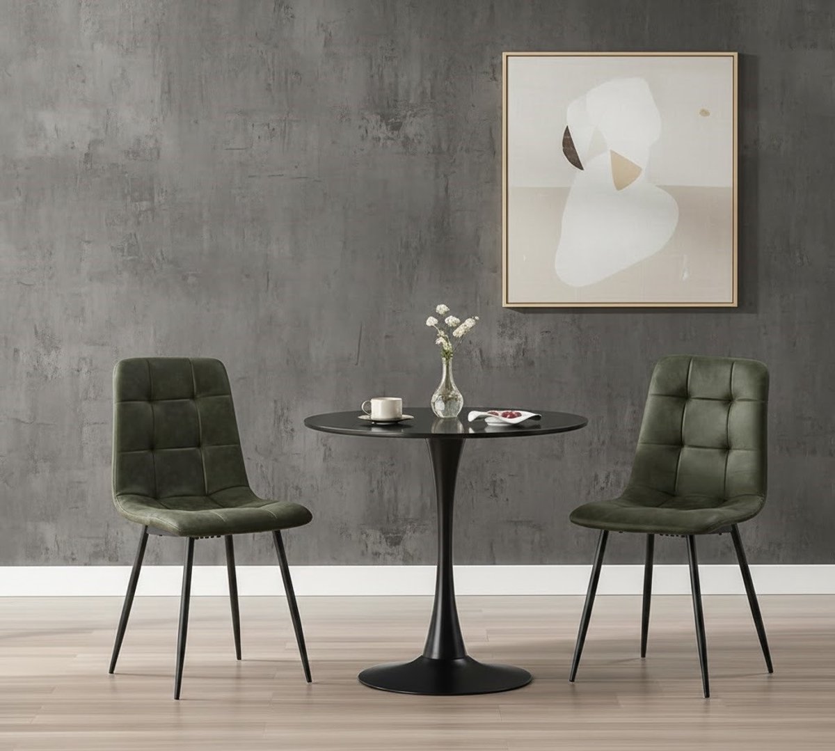 Velora Luxe Eetkamerstoelen Set van 4 – Fluwelen Look Stoelen met Metalen Poten – Ergonomisch Design Stoelen Groen Casa Serena – Afmetingen op aanvraag – Casa Dorada