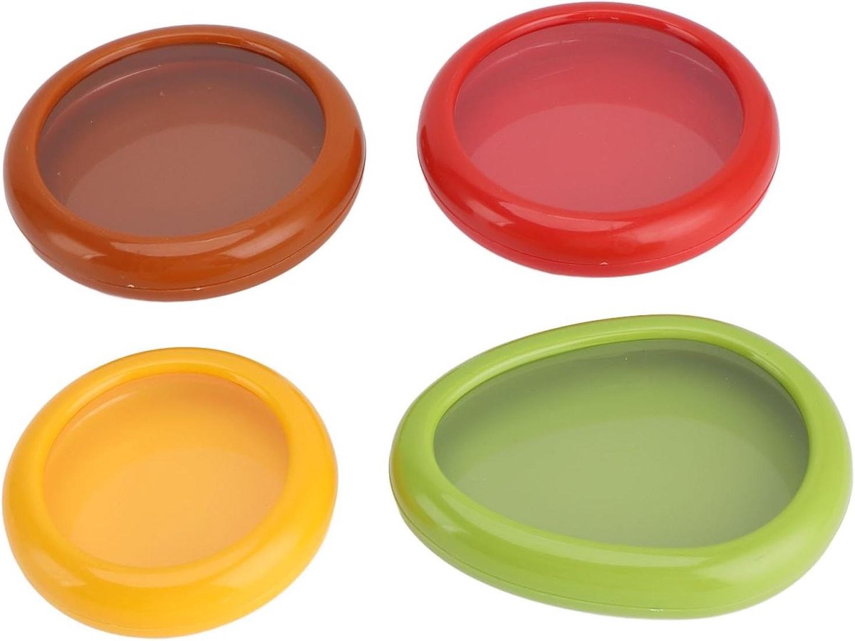 Set van 4 herbruikbare voedselcontainers voor avocado, tomaten, uien en knoflook