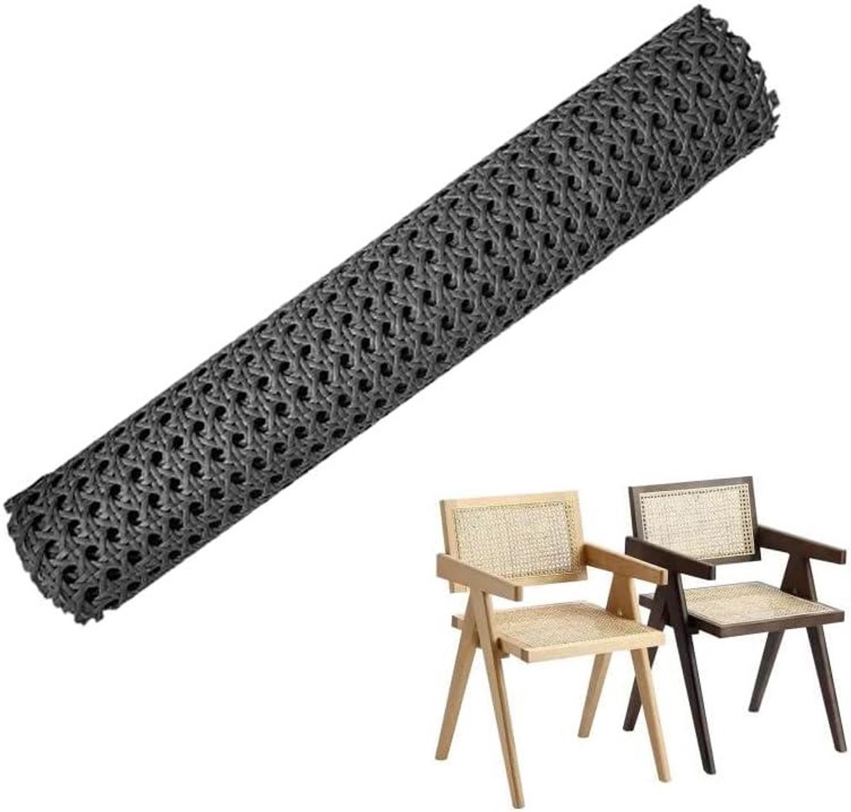 Webbing rol voor caning projecten en woondecoratie, 40 x 100 cm, Zwart