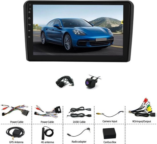 Autoradio Radio 9-inch Android 15 GPS-navigatie voor Audi A3 2003-2012, S3 8P 2006-2012, RS3 2011-2012 4G LTE DAB+ Autospeler Geschikt voor Carplay Android Auto FM/RDS WiFi Bluetooth 8 Core 6+128G