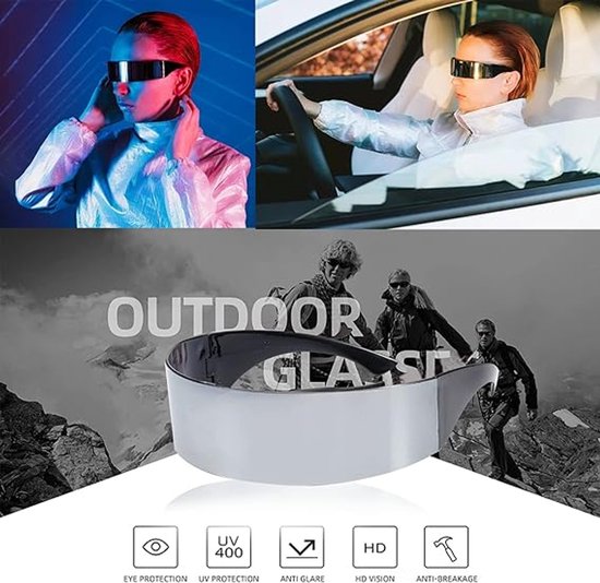 Zonnebril - Fiets - Zonnebrillen - Festival bril - Rave bril - Glasses - Sport - Festival bril - Rave - Geschikt voor heren en dames - zilver van Merkloos — afbeelding 5