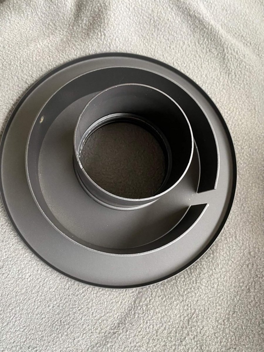 Verloopstuk Pelletkachel Pijp 150mm naar 100mm Zwart voor Muurbevestiging