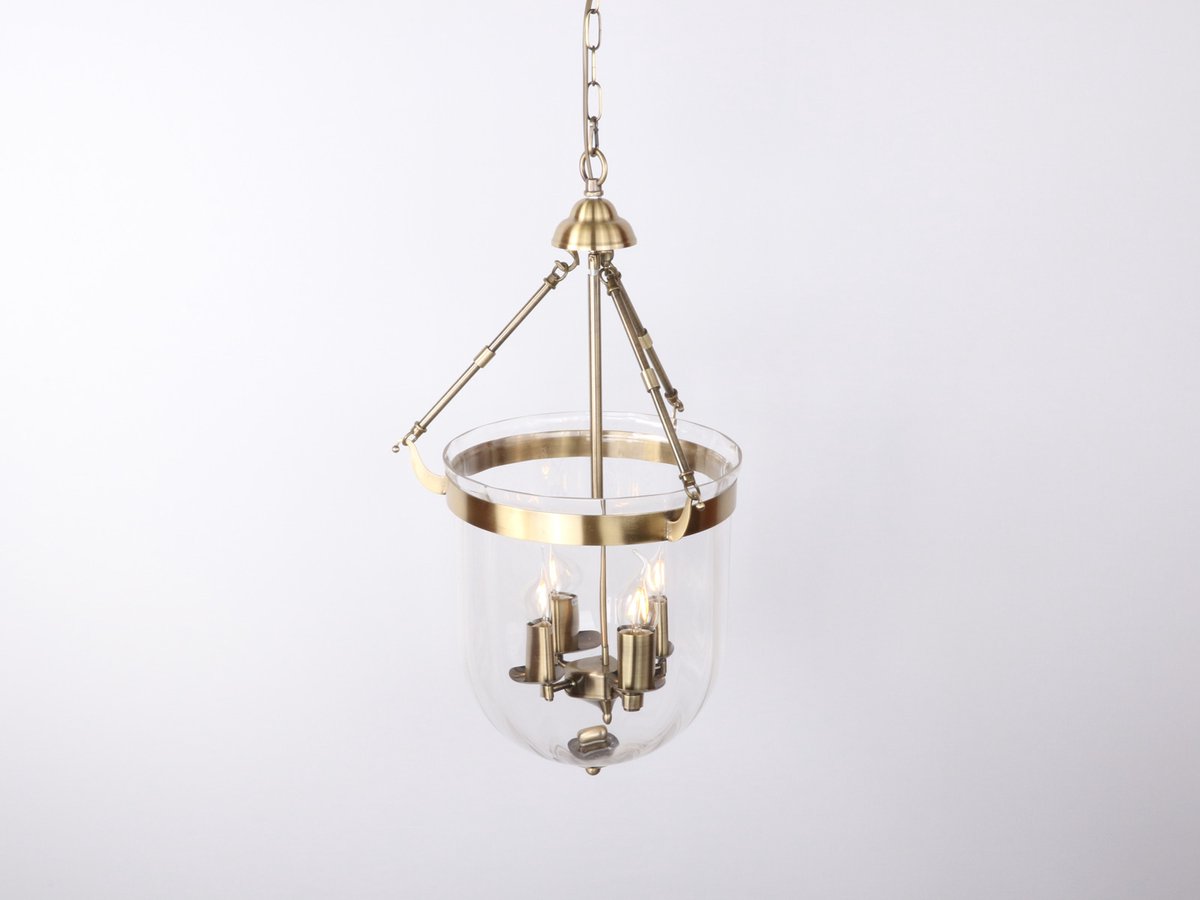 Hanglamp met glas - 4 licht - E14 - brushed koper