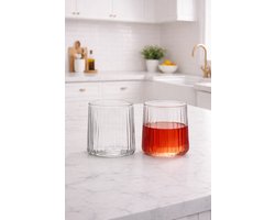 Mevaz Drinkglazen 330ml – Set van 6 – Water, Sap & Frisdrank – Modern Geribbeld Glas