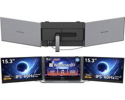 Blackview AceBook 6 Laptop 15,6 inch Full HD - 16 GB RAM - 256 GB + DCM8 15,3" Draagbare Monitor Combinatiepakket, FHD IPS Scherm, 100% sRGB, Dual-band WiFi, Plug & Play, Kantoor Efficiëntie Set (Grijs)