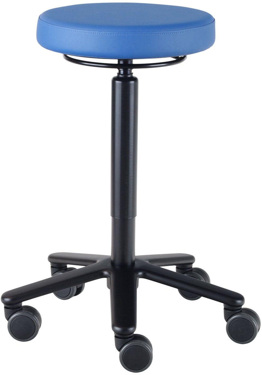 Tabouret hoge kwaliteit - zwart onderstel - blauwe bekleding