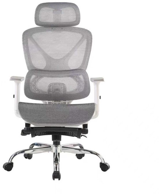 OFMOTRA Ergonomische mesh Bureaustoel - bureaustoel met dubbele rugleuning - Zelfaanpassende Lendensteun - Mesh Rugleuning - Voor volwassenen - 115kg - Kantoor/Thuis/Gaming - Grijs