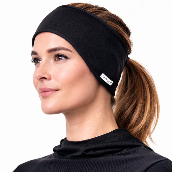 Fit Evolve Hoofdband Sport – Fleece Oorwarmer Heren & Dames – Sport Hoofdband voor Hardlopen & Fitness – Zwart