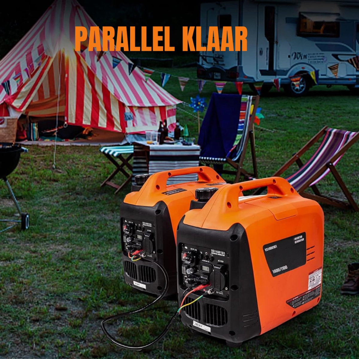 MIRA® Stroomgenerator - Stille Benzinegenerator - Noodstroomgenerator - Oranje - 43cm x 26cm x 41cm — afbeelding 5