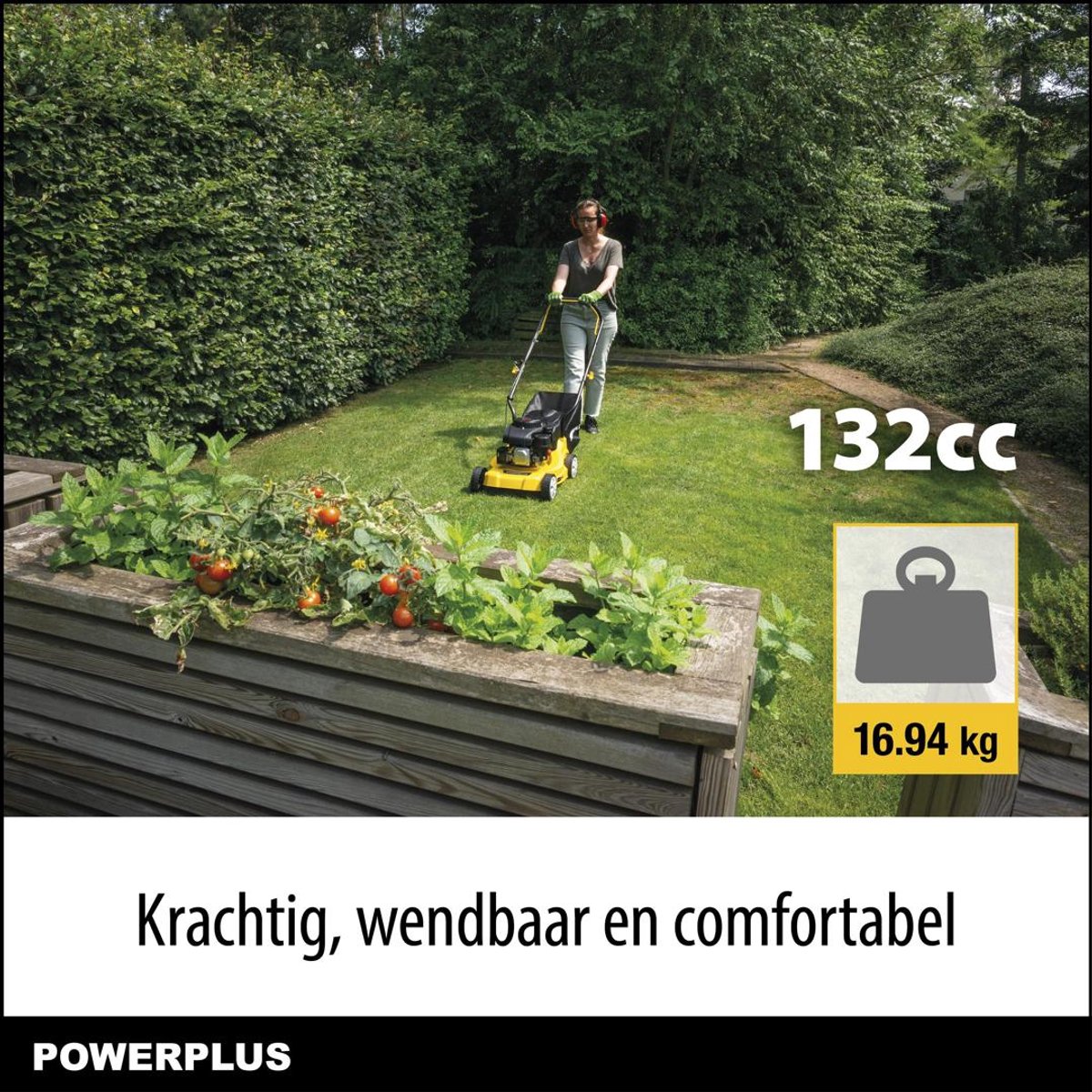 Powerplus benzine grasmaaier - 390 mm Ø en 132 cc, tuintoestel op benzine, met grasopvangsysteem en achteruitworp – foto 4