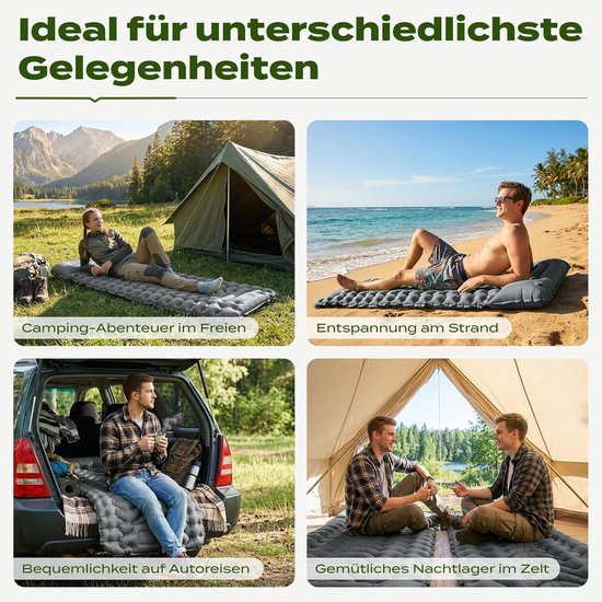 Opblaasbare Campingmat 8 cm - Ultrakrachtig Luchtmatras met Voetpomp — afbeelding 4