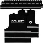 Security hesje zwart met V-logo | voor- en achterkant bedrukt | 50 stuks