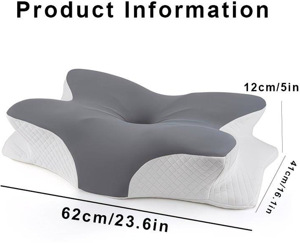 Ergonomisch Vlinder-Vormig Traagschuim Kussen Nek Kussen, IJs-Voelend Ademend en Comfortabel, Ergonomisch Orthopedisch Neksteun Kussen voor Zij, Rug- en Buikslapers, blauwe kleur.