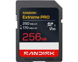 SanDisk SDXC Extreme PRO 256GB (UHS-I, V30, U3, R250 MB/s / W170MB/s, 4K UHD)