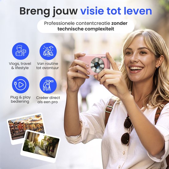 Digitale camera, 4K, CCN 64 MP fotocamera met 3,0 inch touchscreen, 16x digitale zoom, compacte camera met wifi-functie, met cameratas, kap, 32 GB Digitale camera, 4K, CCN 64 MP fotocamera met 3,0 inch touchscreen, 16x digitale zoom, compacte camera met wifi-functie, met cameratas, kap, 32 GB