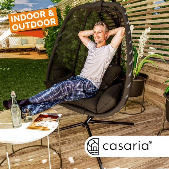 Casaria Hangstoel met Standaard - Tot 150kg 190x140x110cm - Antraciet