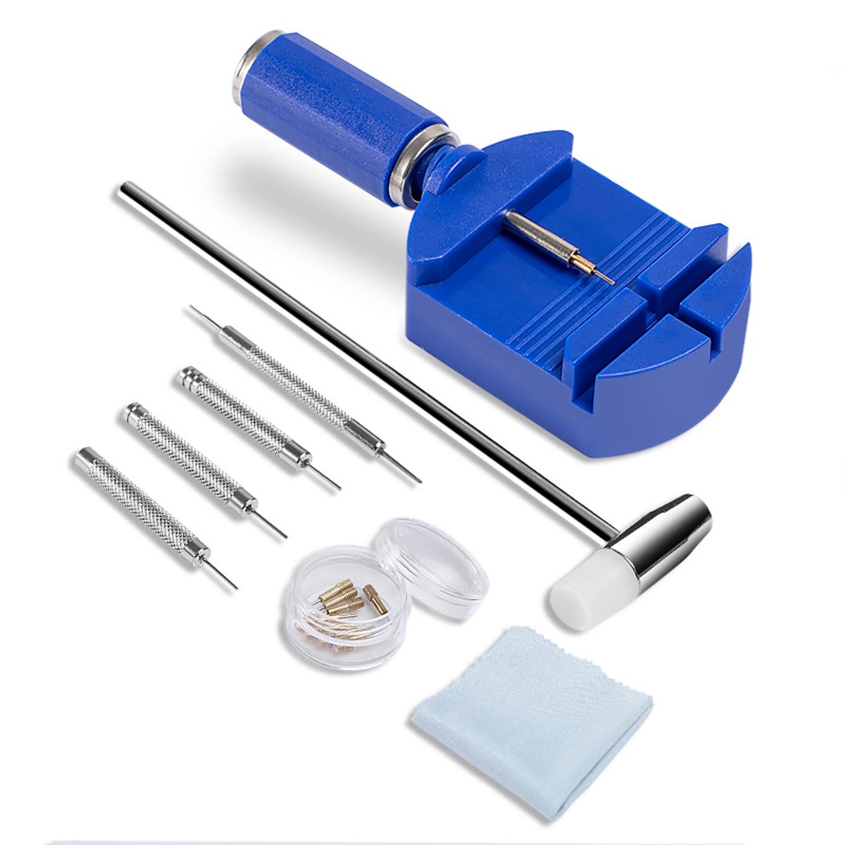 Gereedschap voor het verstellen van horlogebandjes, gereedschap voor het verwijderen van horlogebandjes, gereedschap voor het repareren van horlogebandjes en armbanden, gereedschap voor het aanpassen van de maat van horlogebandjes, blauw