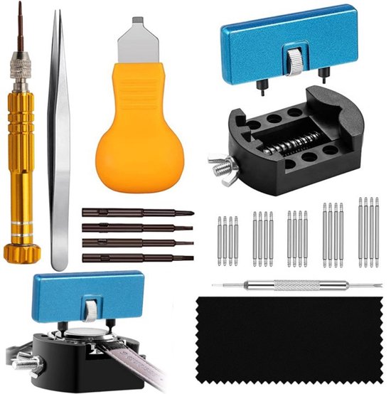 Gereedschap voor het vervangen van de horlogebatterij, horlogegereedschapset, horlogereparatieschroevendraaier, batterijvervanging, horlogekastopener, gereedschap voor het demonteren van horloges, horlogekasthouder
