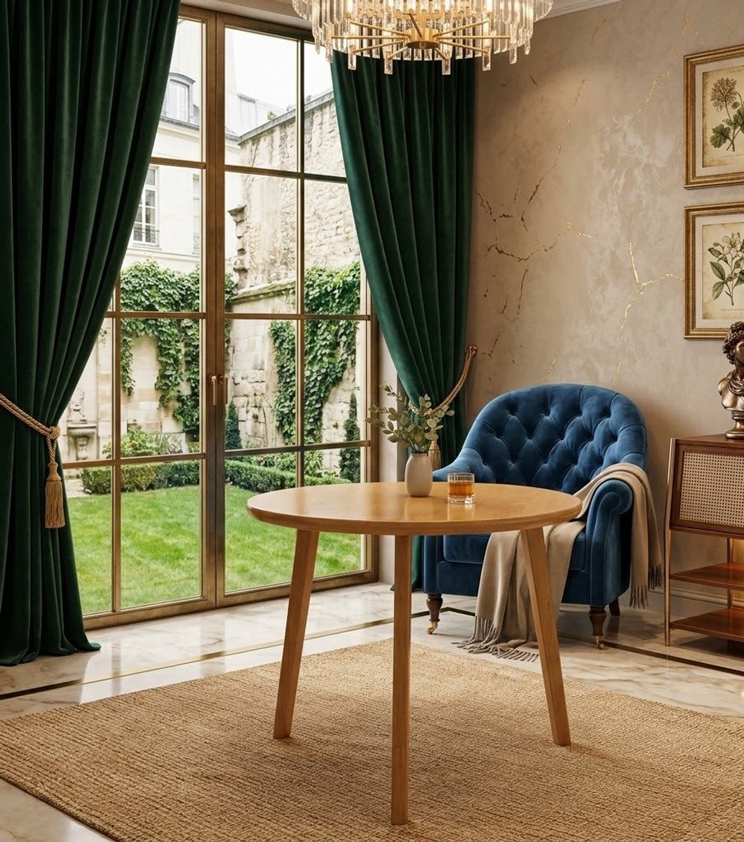 Ronde Houten Eettafel Casa Serena – Industriële Stijl Tafel voor 4-6 personen – Massief Hout, Mid-Century Modern Design – Keuken, Woonkamer & Eetkamer Meubel