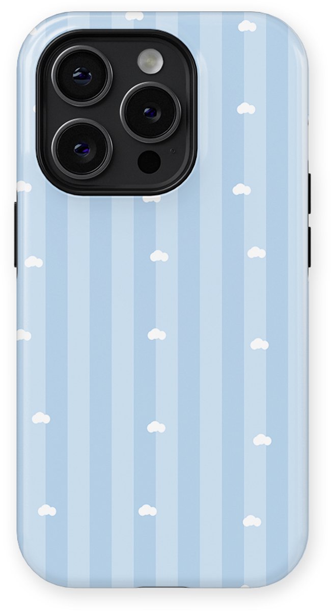 DripCase Hoesje geschikt voor iPhone 15 Pro Max | Happy Stripes Motief | Magnetisch Opladen | 2-in-1 Ontwerp | Vrolijke Backcover geschikt voor iPhone 15 Pro Max Cotton Sky