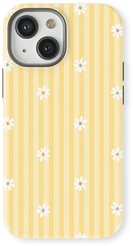 DripCase Hoesje geschikt voor iPhone 13 Mini | Happy Stripes Motief | Magnetisch Opladen | 2-in-1 Ontwerp | Vrolijke Backcover geschikt voor iPhone 13 Mini Lemon Sorbet