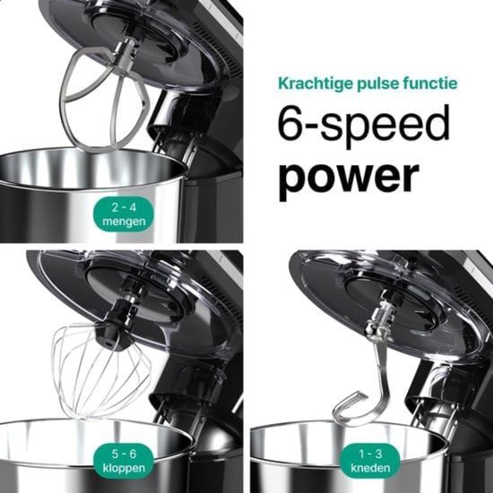 Aura® Mixer met mengkom - Mixer - Mixer met mengkom keukenmachine -Zwart - 39 cm x 34 cm x 22 cm van Aura — afbeelding 3