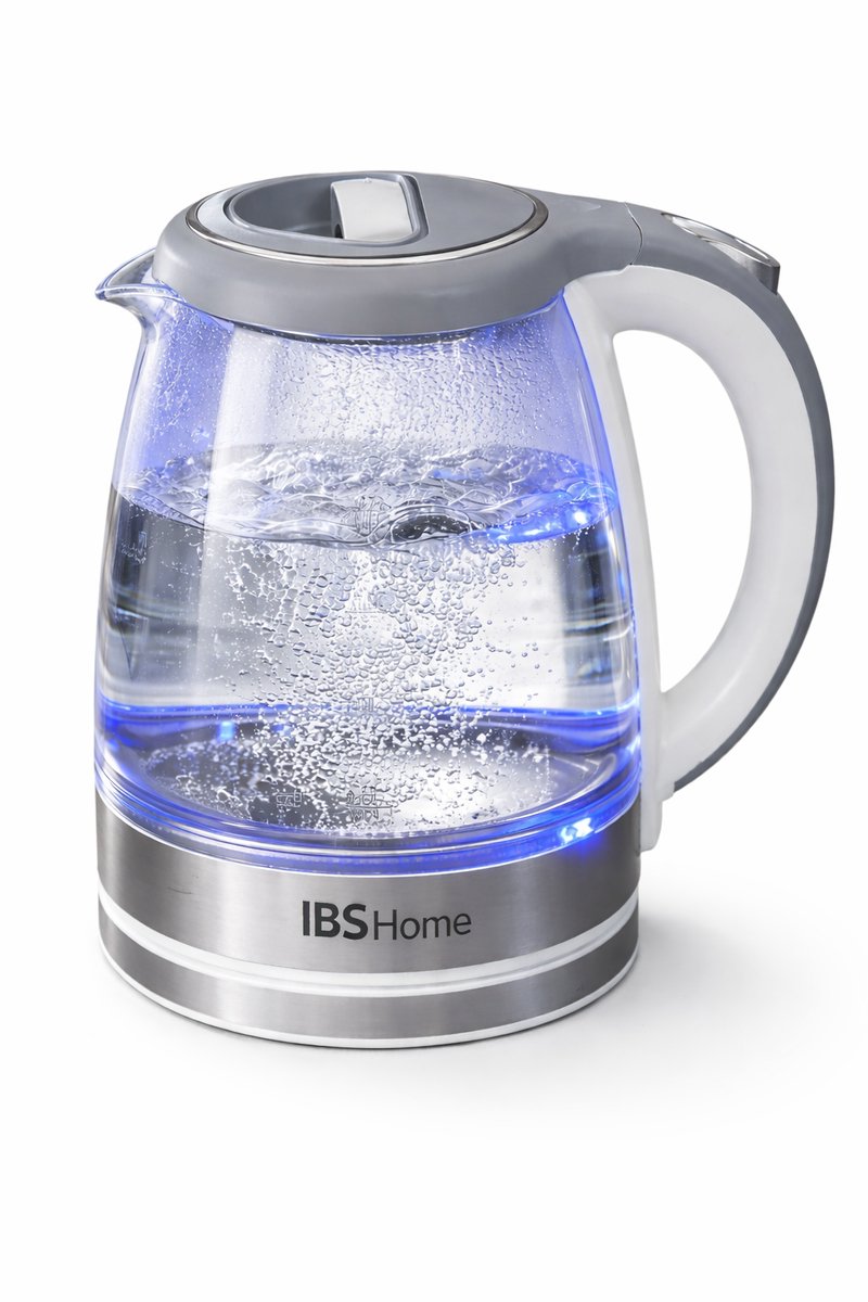 IBS Home Waterkoker - Glazen Waterkoker - LED Verlichting - 1,8 Liter - 1500W - Automatische Uitschakeling - Snoerloze Waterkoker - BPA-vrij - Moderne Design Waterkoker - Waterkoker